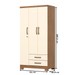 Guarda-Roupa Solteiro Açaí 3 Portas 2 Gavetas Nature/Off White - Henn