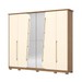 Guarda-Roupa Casal Dubai 6 Portas 6 Gavetas com Espelho Nature/Off White - Henn