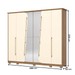 Guarda-Roupa Casal Dubai 6 Portas 6 Gavetas com Espelho Nature/Off White - Henn