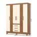 Guarda-Roupa Casal B375 4 Portas 3 Gavetas Ripado Nature/Off White - Briz