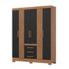 Guarda-Roupa Casal B375 4 Portas 3 Gavetas Ripado Nature/Preto Hp - Briz