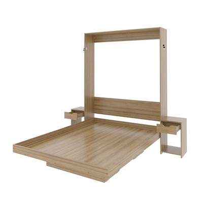 Cama de Casal Articulada 2 Mesas de Cabeceira 2 Gavetas Cm8041 Amêndoa - Tecno Mobili