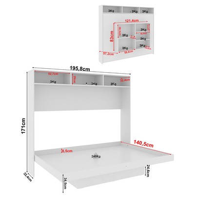 Cama de Casal Articulada 8 Prateleiras Cm8043 Branco - Tecno Mobili