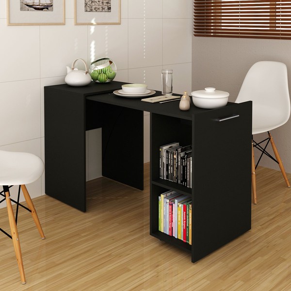 Armário para Escritório Retrátil 1 Prateleira Preto Me4170 - Tecno Mobili