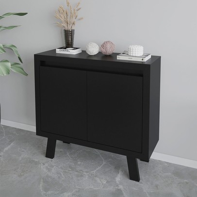 Armário para Escritório 2 Portas 1 Prateleira Me41417 Preto - Tecno Mobili