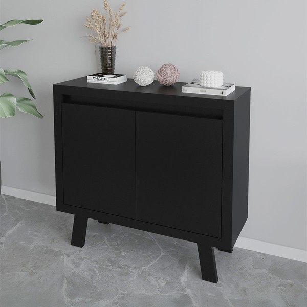 Armário para Escritório 2 Portas 1 Prateleira Me41417 Preto - Tecno Mobili