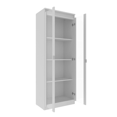 Armário para Escritório 2 Portas 4 Prateleiras com Vidro Me4189 Branco - Tecno Mobili