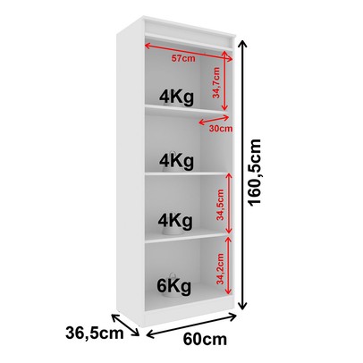 Armário para Escritório 2 Portas 4 Prateleiras com Vidro Me4189 Branco - Tecno Mobili