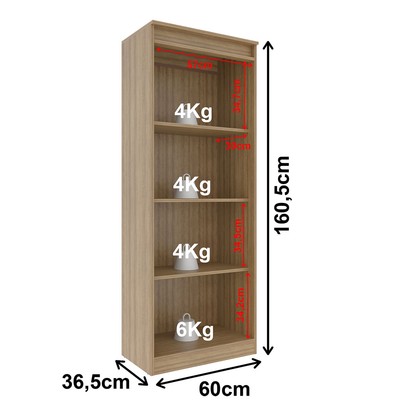 Armário para Escritório 2 Portas 4 Prateleiras com Vidro Me4189 Amêndoa - Tecno Mobili