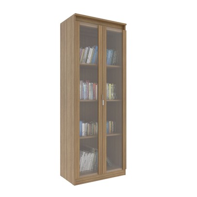 Armário para Escritório 2 Portas 4 Prateleiras com Vidro Me4189 Amêndoa - Tecno Mobili