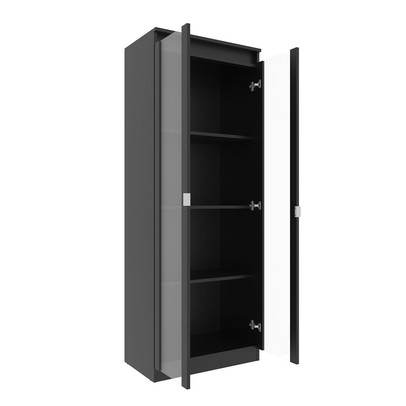 Armário para Escritório 2 Portas 4 Prateleiras com Vidro Me4189 Preto - Tecno Mobili