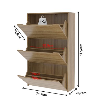 Sapateira 3 Portas Branca Sa3405 Amêndoa - Tecno Mobili