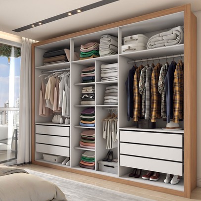 Guarda-Roupa Casal Severo 6 Portas 6 Gavetas Cinamomo/Off White - Panorama Móveis