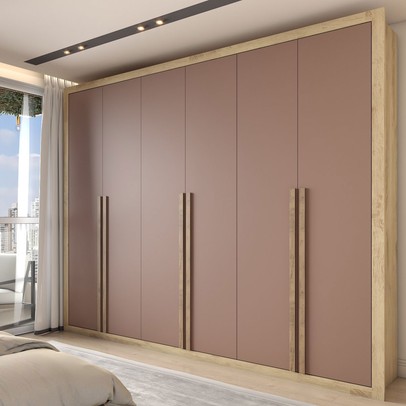 Guarda-Roupa Casal Severo 6 Portas 6 Gavetas Capuccino/Terracota - Panorama Móveis