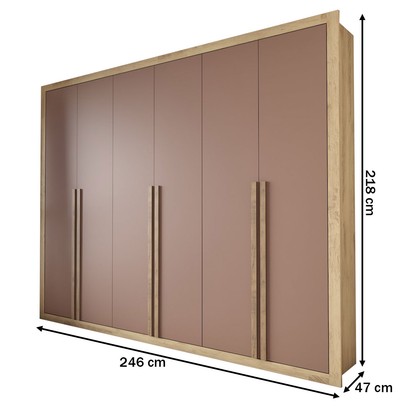 Guarda-Roupa Casal Severo 6 Portas 6 Gavetas Capuccino/Terracota - Panorama Móveis