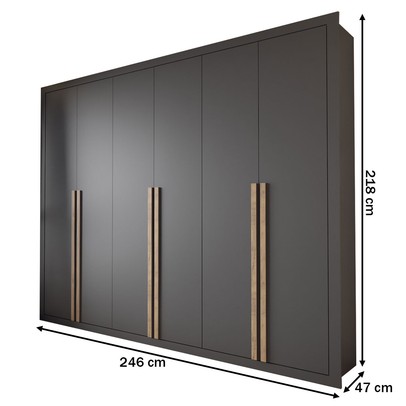Guarda-Roupa Casal Severo 6 Portas 6 Gavetas Preto - Panorama Móveis