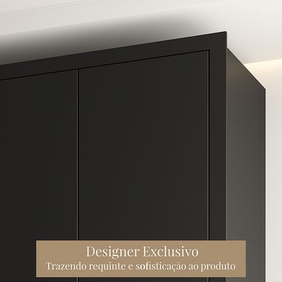 Guarda-Roupa Casal Severo 6 Portas 6 Gavetas Preto - Panorama Móveis