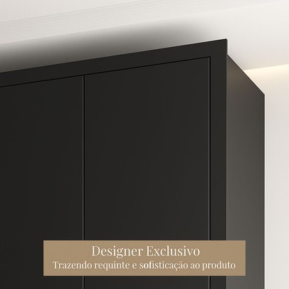 Guarda-Roupa Casal Severo 6 Portas 6 Gavetas com Espelho Preto - Panorama Móveis