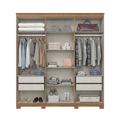 Guarda-Roupa Casal ávila Soft 6 Portas 4 Gavetas Ripado Nature/Off White - Henn