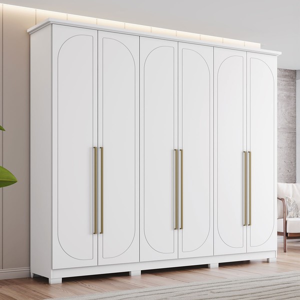 Guarda-Roupa Casal Americano Prime 6 Portas 6 Gavetas Branco Hp - Henn