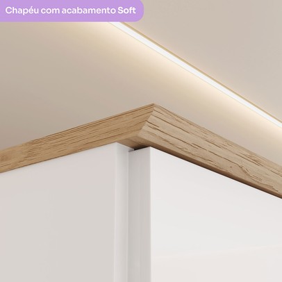 Guarda-Roupa Infantil Magia 3 Portas 2 Gavetas Branco/Jequitibá Hp - Henn