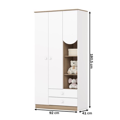 Guarda-Roupa Infantil Magia 3 Portas 2 Gavetas Branco/Jequitibá Hp - Henn
