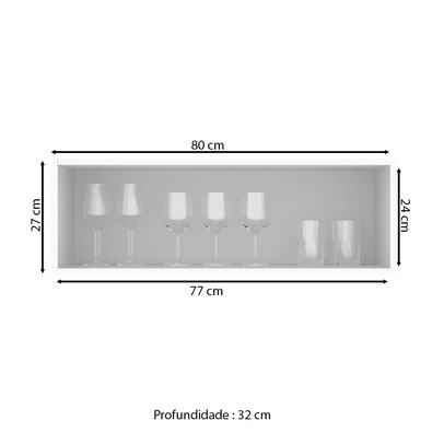 Armário Aéreo Cozinha 80 Cm 1 Porta Co6100 Branco - Decibal