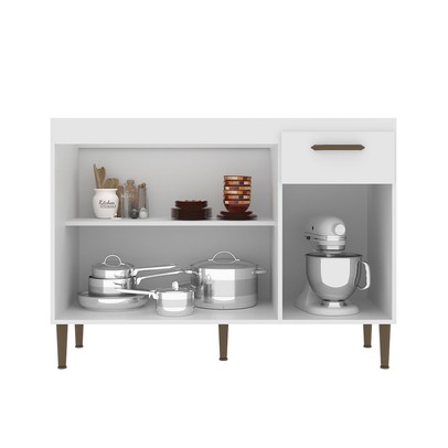 Balcão de Cozinha para Pia 120 Cm 3 Portas 1 Gaveta Branco - Decibal