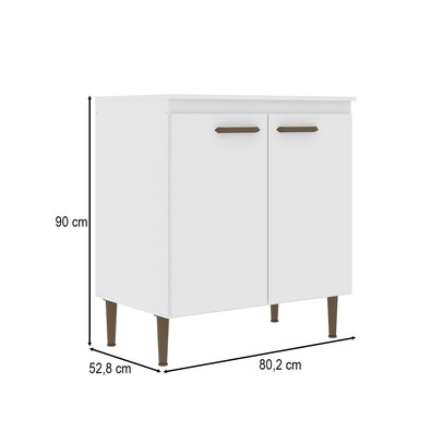 Balcão de Cozinha 80 Cm 2 Portas 1 Prateleira Co6202 Branco - Decibal