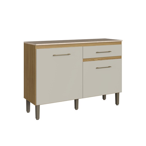 Balcão de Cozinha 120 Cm 2 Portas 1 Gaveta Co4221 Ipê/Cristalo/Petra - Decibal