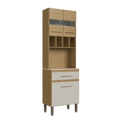 Paneleiro 3 Portas 1 Gaveta com Vidro Co4211 Ipê/Cristalo/Petra - Decibal