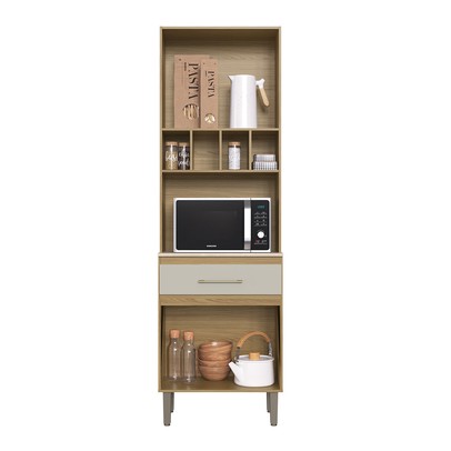 Paneleiro 3 Portas 1 Gaveta com Vidro Co4211 Ipê/Cristalo/Petra - Decibal