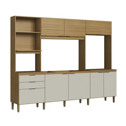 Cozinha Completa 8 Portas 2 Gavetas Co2823 Ipê/Cristalo - Decibal