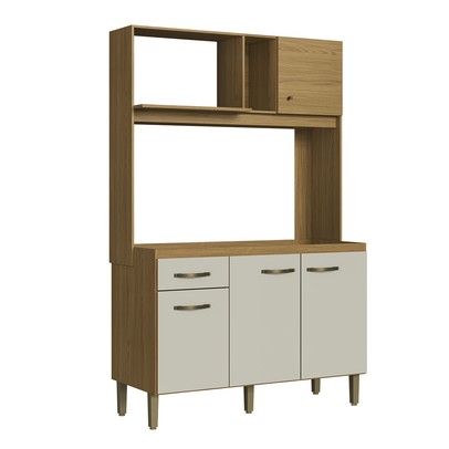 Cozinha Compacta 4 Portas 1 Gaveta Co1202 Ipê/Cristalo - Decibal