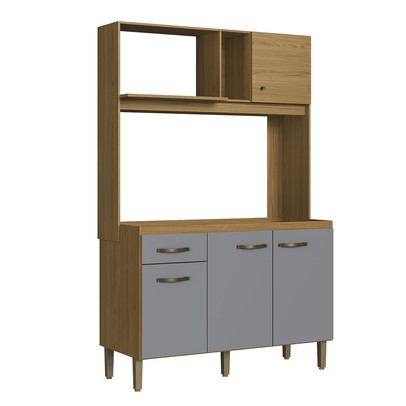 Cozinha Compacta 4 Portas 1 Gaveta Co1202 Ipê/Griseo - Decibal