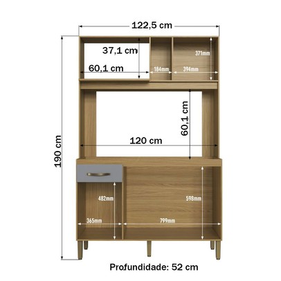 Cozinha Compacta 4 Portas 1 Gaveta Co1202 Ipê/Griseo - Decibal