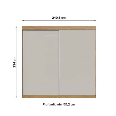 Guarda-Roupa Casal 2 Portas 4 Gavetas Rp5240 Flex Naturalle/Cristalo - Decibal