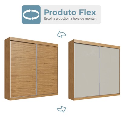 Guarda-Roupa Casal 2 Portas 4 Gavetas Rp5240 Flex Naturalle/Cristalo - Decibal