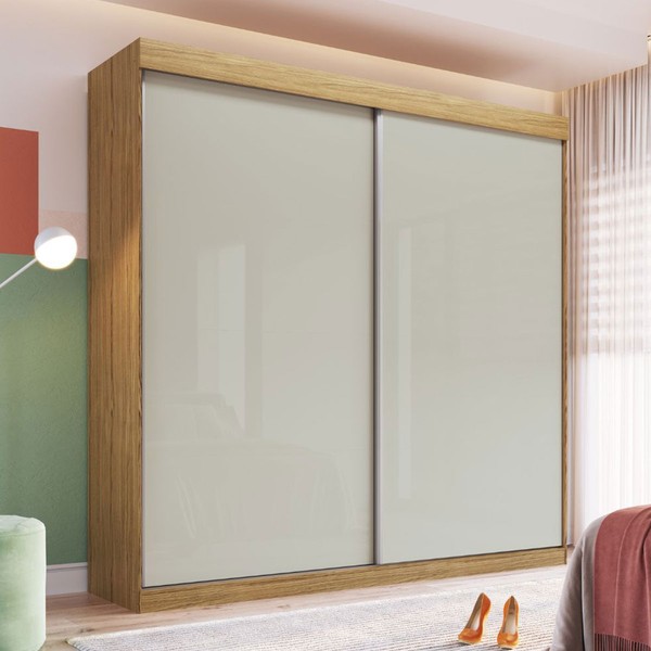Guarda-Roupa Casal 2 Portas 4 Gavetas Rp5240 Flex Naturalle/Cristalo - Decibal