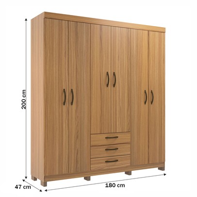 Guarda-Roupa Casal Rp3637 6 Portas 3 Gavetas Ipê - Decibal