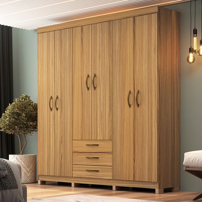 Guarda-Roupa Casal Rp3637 6 Portas 3 Gavetas Ipê - Decibal
