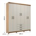Guarda-Roupa Casal Rp3637 6 Portas 3 Gavetas Ipê/Cristalo - Decibal
