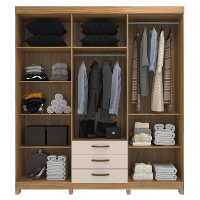 Guarda-Roupa Casal Rp3637 6 Portas 3 Gavetas Ipê/Cristalo - Decibal