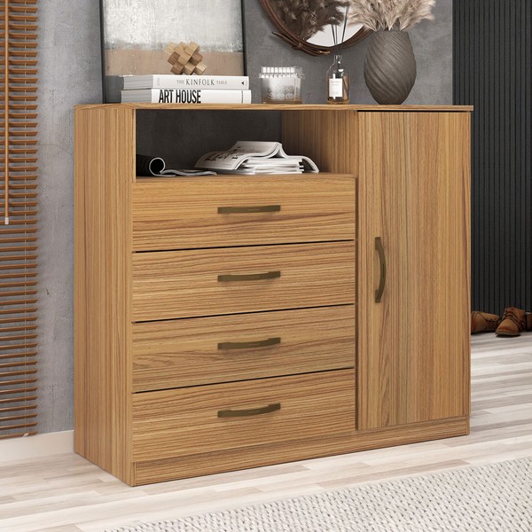 Cômoda 4 Gavetas 1 Porta Cm4142 Ipê - Decibal