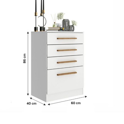 Cômoda 4 Gavetas Cm1043 Branco Brilho - Decibal