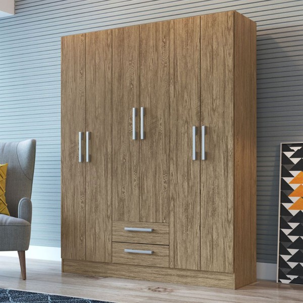 Guarda-Roupa Casal 6 Portas 2 Gavetas Rp1620 Wood  - Decibal