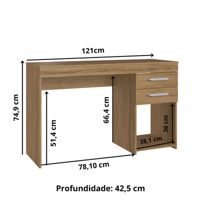 Mesa para Computador 2 Gavetas Mt102 Naturalle - Decibal Móveis