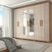 Guarda-Roupa Casal Hiara 6 Portas 4 Gavetas com Espelho Nature/Off White - Panorama Móveis