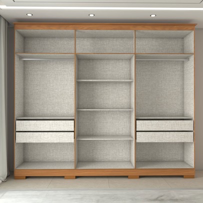 Guarda-Roupa Casal Hiara 6 Portas Bater 4 Gavetas Nature/Off White - Panorama Móveis