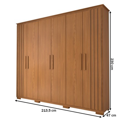Guarda-Roupa Casal Hiara 6 Portas Bater 4 Gavetas Nature - Panorama Móveis